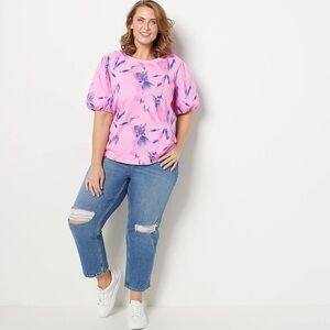 Candace Cameron Bure Tie Dye French Terry Top Size S Berry Tie Dye NEW